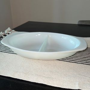 Vintage Pyrex Milk Glass 1083 Divided Casserole Dish